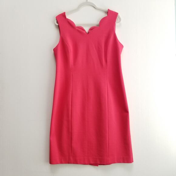 Talbots Pink Sleeveless Ponte Knit Dress Scalloped Neck Classic Career 14 - Picture 6 of 12